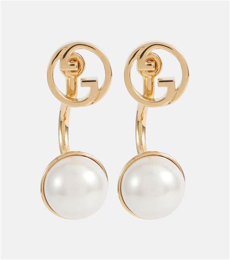 gucci blondie pearl earrings|gucci interlocking earrings gold.